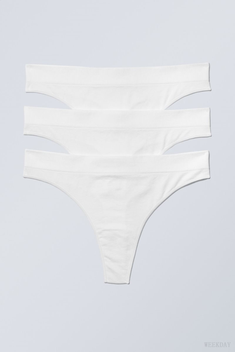 Weekday 3-pack Cat Soft Thong Thong White | TCFF1124