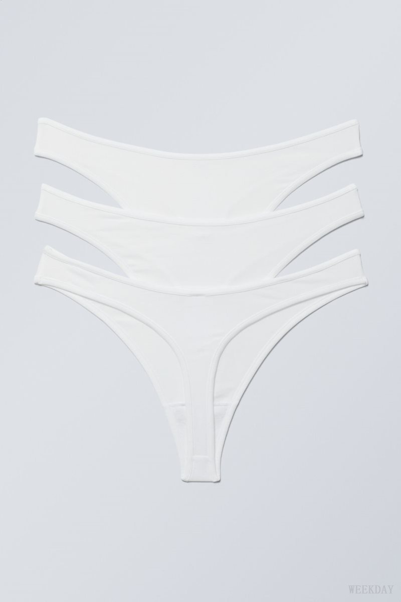 Weekday 3-pack Jade Cotton Thong Thong White | OMAB2592