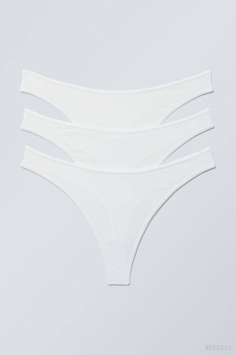 Weekday 3-pack Jade Cotton Thong Thong White | OMAB2592