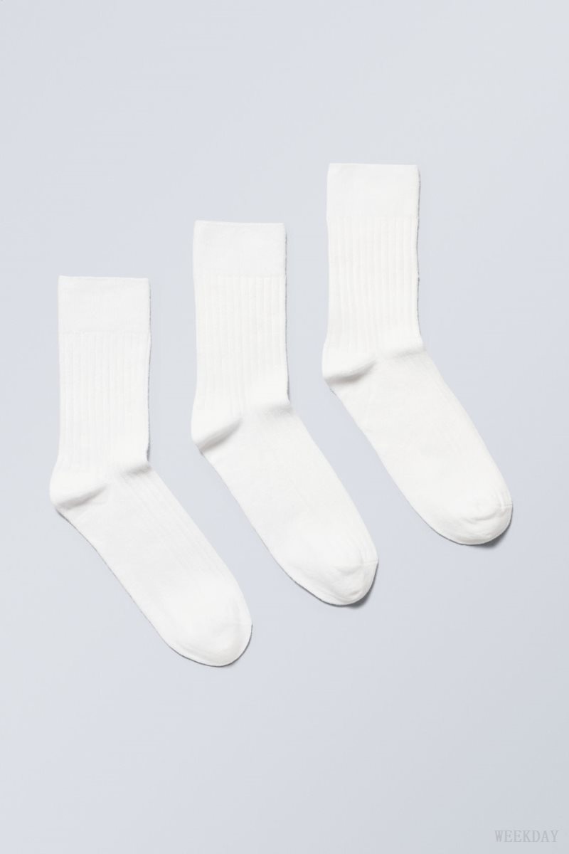 Weekday 3-pack Selma Socks White | IOSB7247