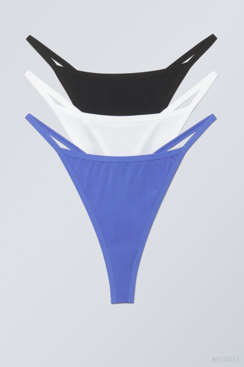 Weekday 3-pack Soul Tanga Thong Thong White Black Blue | VBVR0247