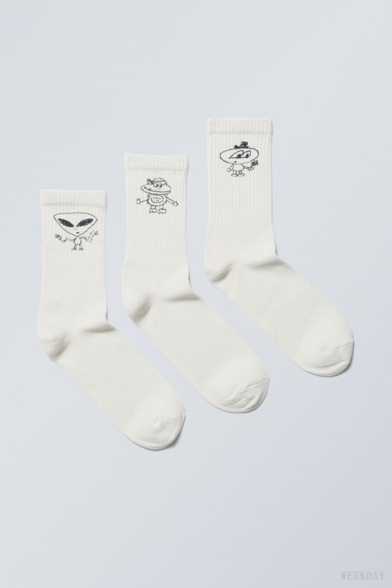 Weekday 3-pack Sport Graphic Socks Doodle Guys | KFEM8866