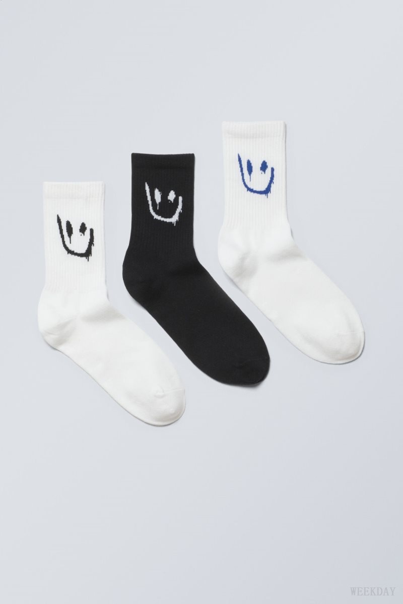 Weekday 3-pack Sport Graphic Socks Drippy Mix | WVGT7641