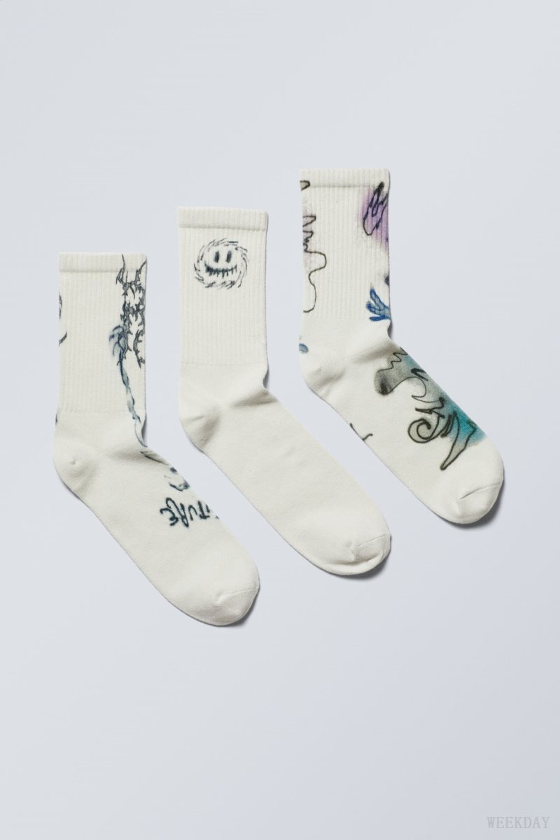 Weekday 3-pack Sport Graphic Socks Graphic Mix | FISW9278