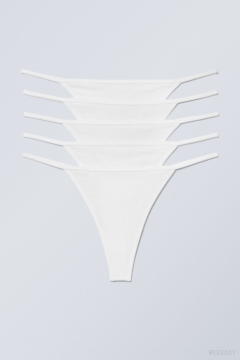 Weekday 5-pack Alex Cotton Tanga Thong Thong White | IZHR5258