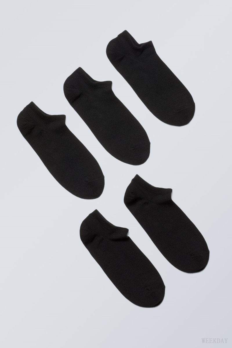 Weekday 5-pack Cotton Trainer Socks Black | VOXY2642