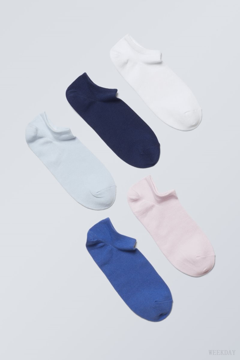 Weekday 5-pack Cotton Trainer Socks Blue | QOKH1288