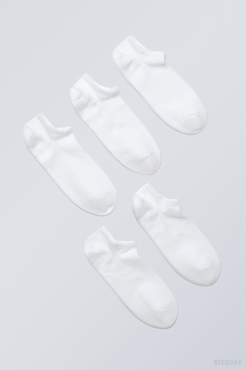 Weekday 5-pack Cotton Trainer Socks White | ILIQ8062