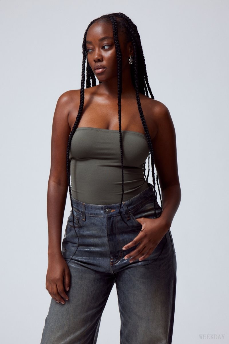 Weekday Act Tube Top Dark Grey | DDKC8895