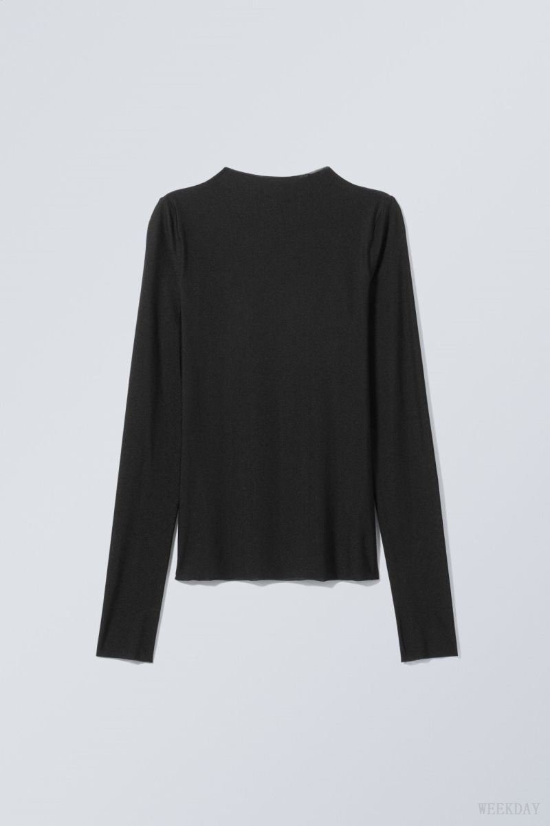 Weekday Allison Longsleeved Turtleneck Top Black | ZKCV8764