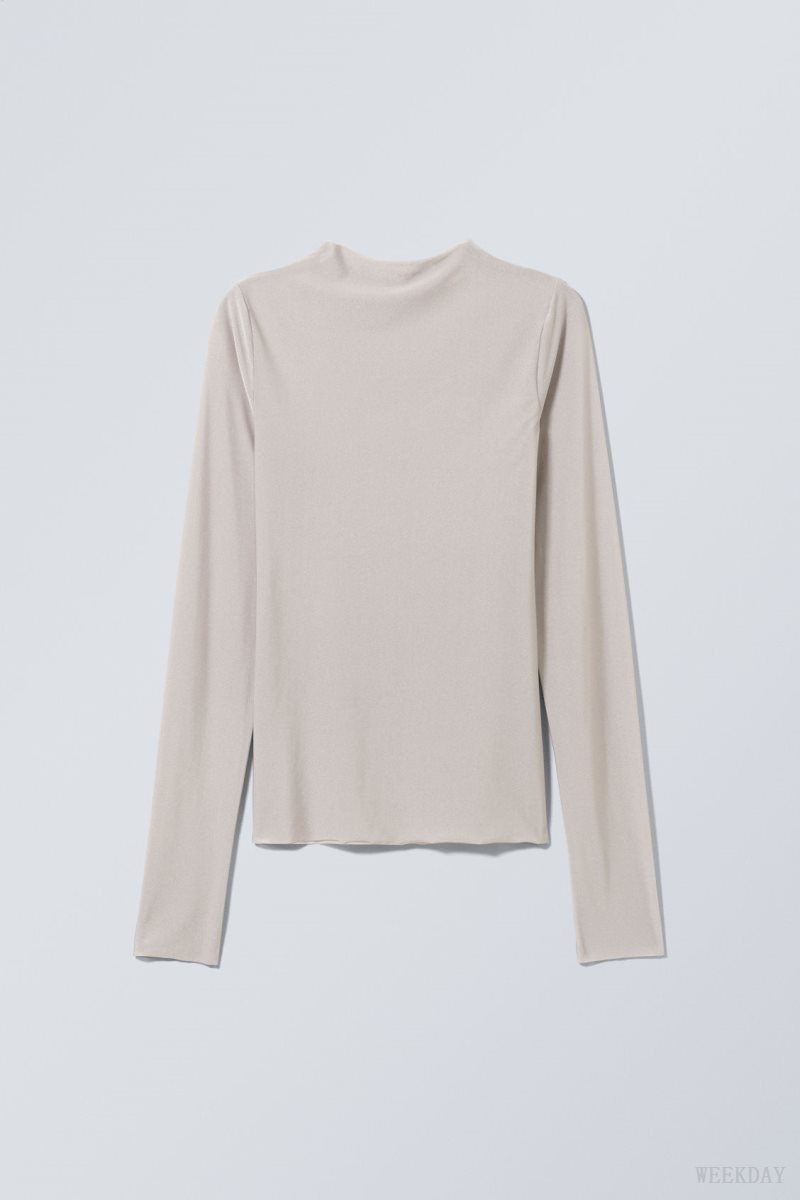 Weekday Allison Longsleeved Turtleneck Top Light Grey | ZEMF2348