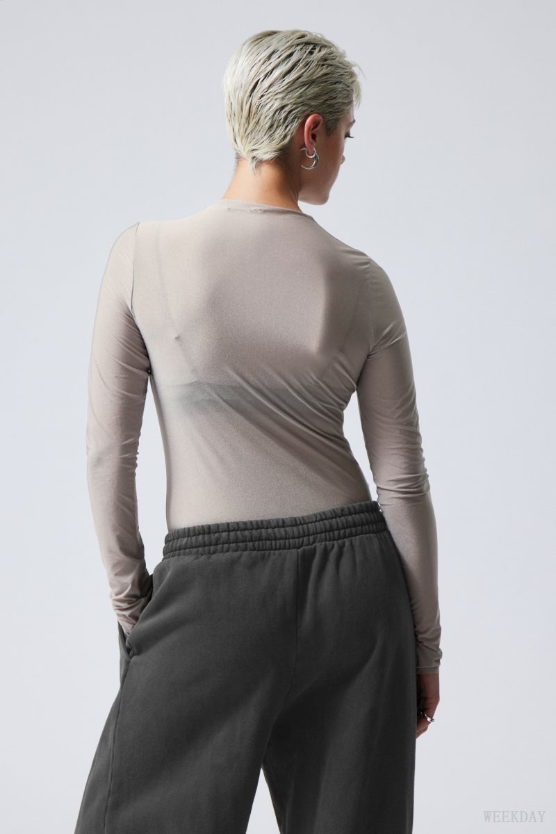 Weekday Allison Longsleeved Turtleneck Top Light Grey | ZEMF2348