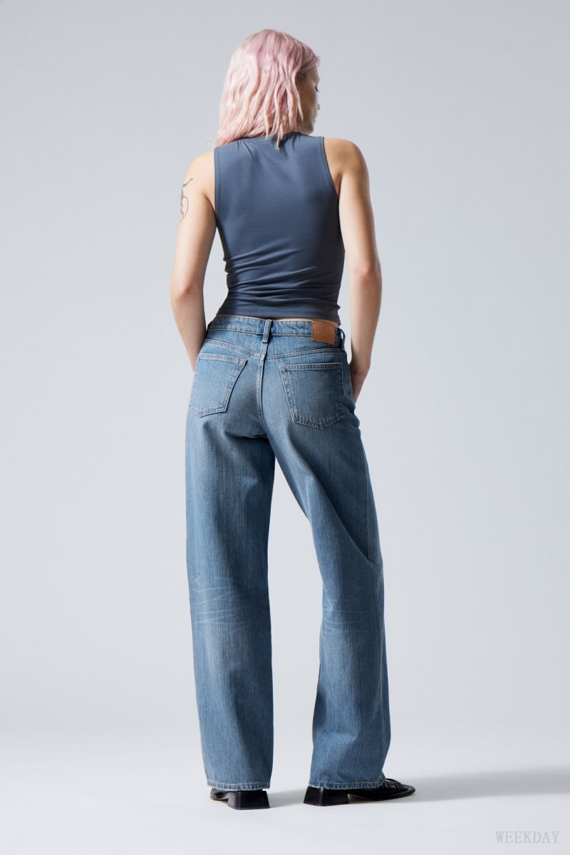 Weekday Ample Low Loose Jeans Blue | HTUC5851