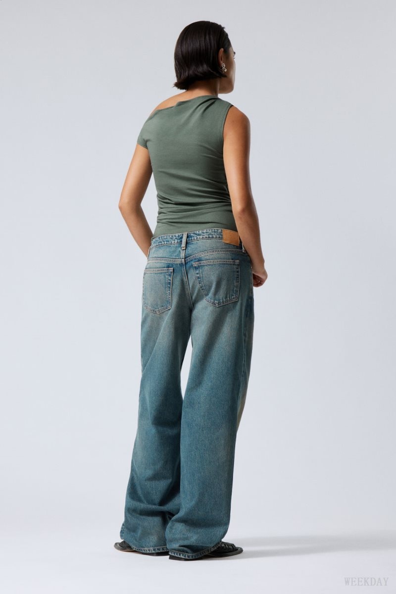 Weekday Ample Low Loose Jeans Grey Blue | EMKN4996