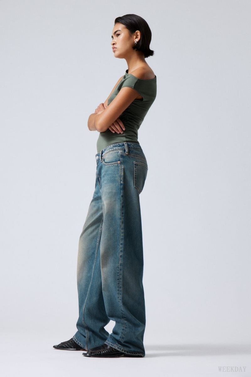 Weekday Ample Low Loose Jeans Grey Blue | EMKN4996