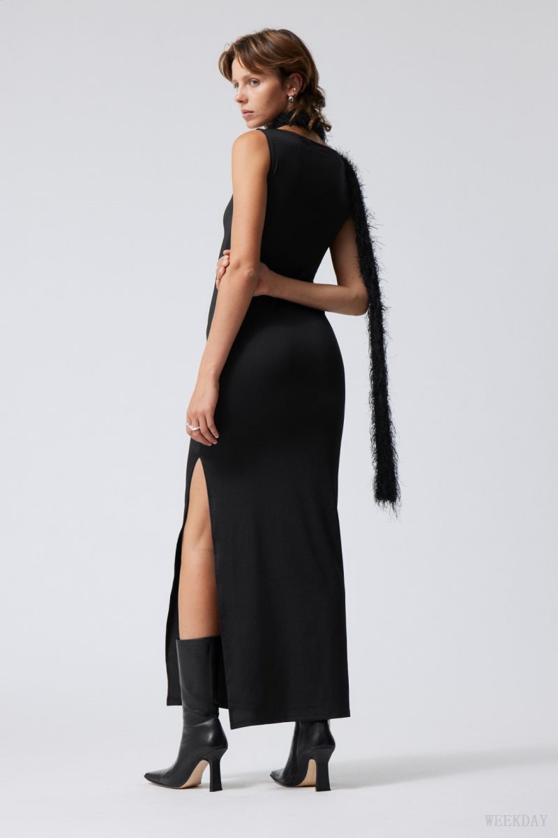 Weekday Annie Boatneck Maxi Dress Black | JIGM2071