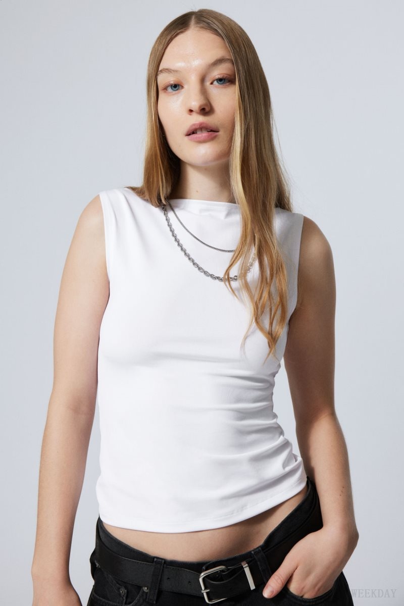 Weekday Annie Boatneck Sleeveless top White | IOSU6871