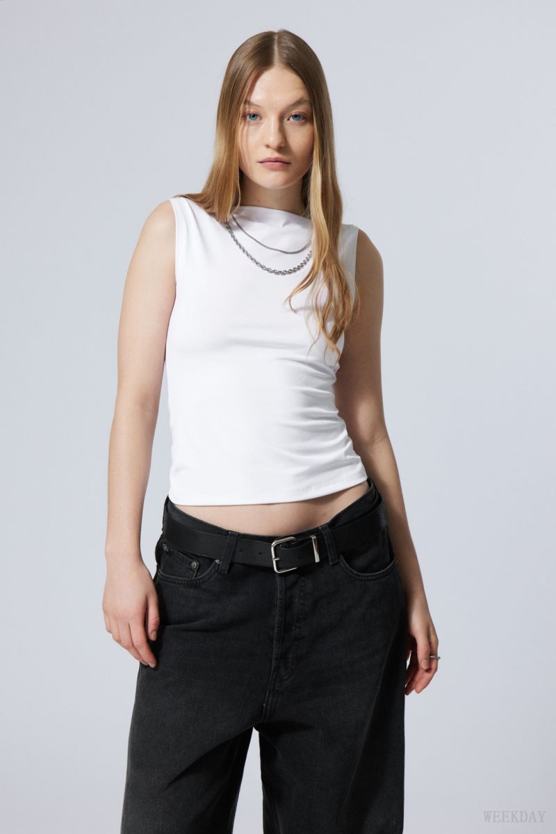 Weekday Annie Boatneck Sleeveless top White | IOSU6871