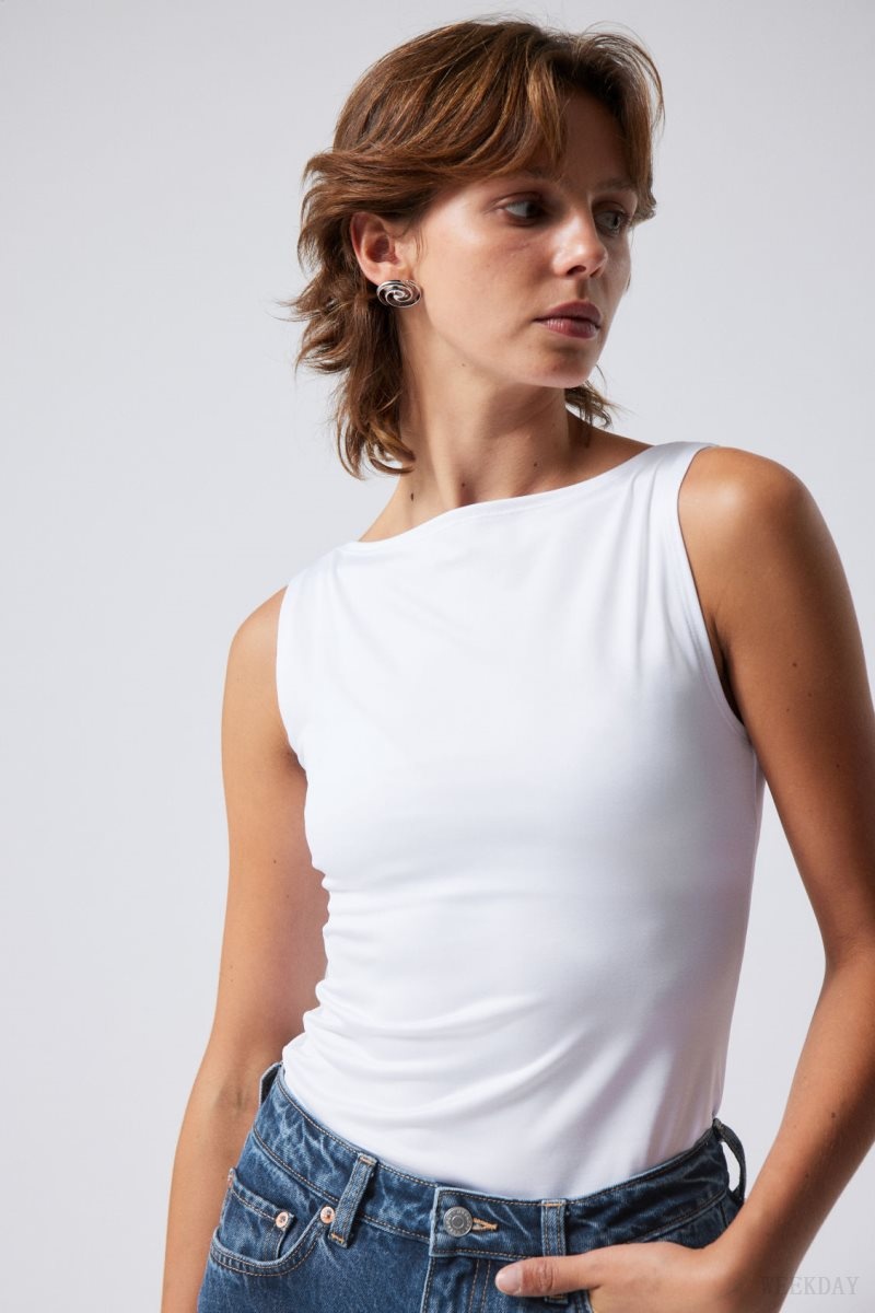 Weekday Annie Boatneck Sleeveless top White | IOSU6871