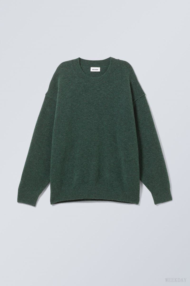 Weekday Annie Knit Sweater Dark Green | FYUO8463