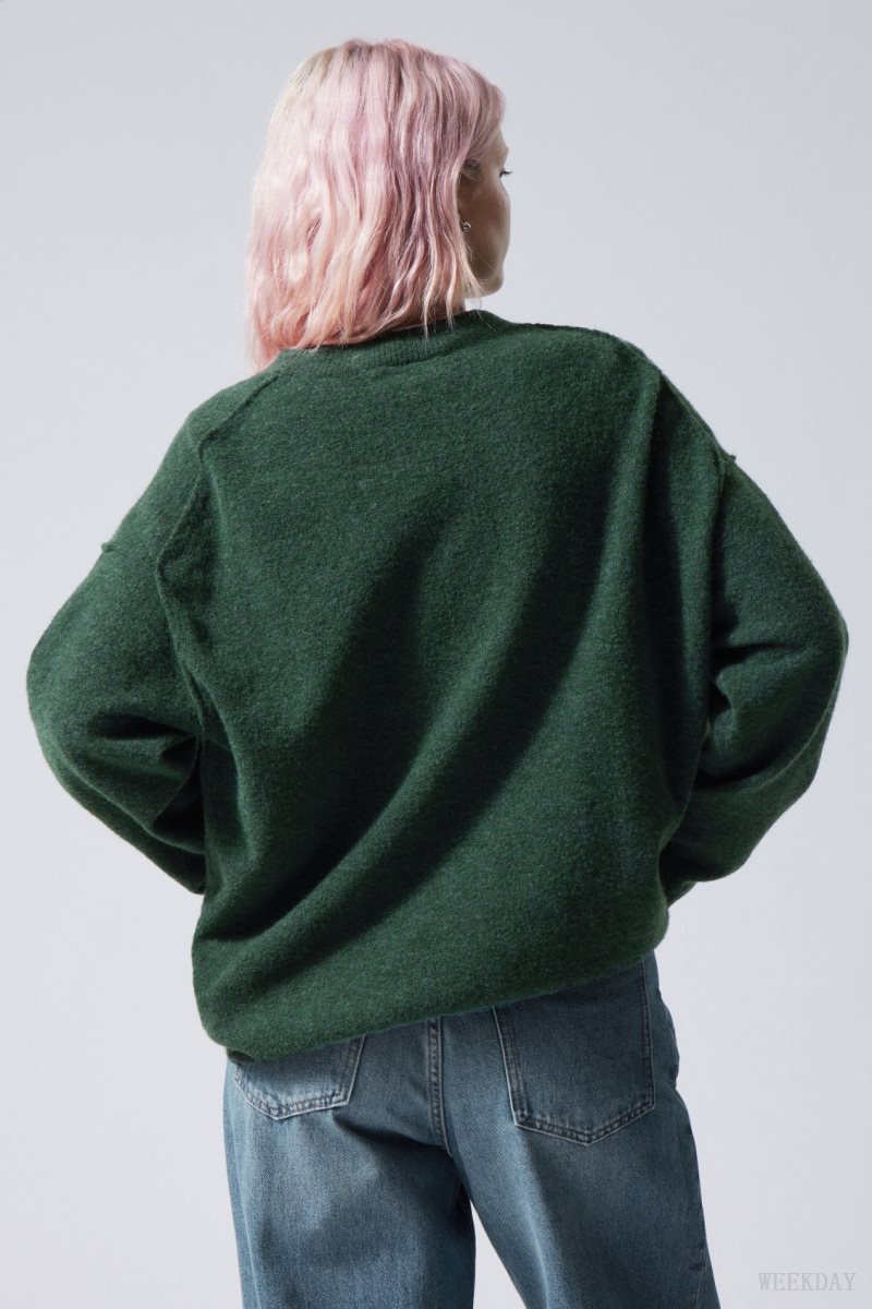 Weekday Annie Knit Sweater Dark Green | FYUO8463