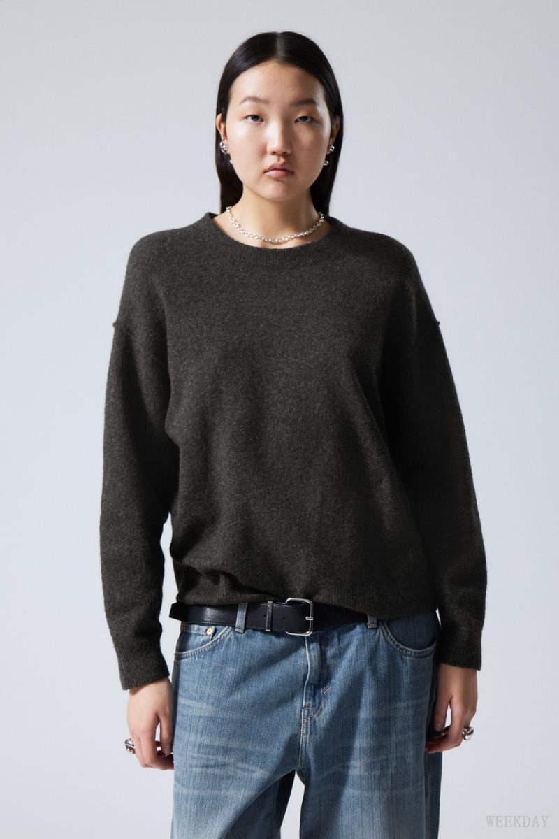 Weekday Annie Knit Sweater Dark Grey | ZPKF6894