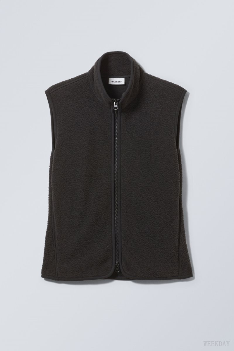 Weekday Any Fleece Vest Black | USVM3680