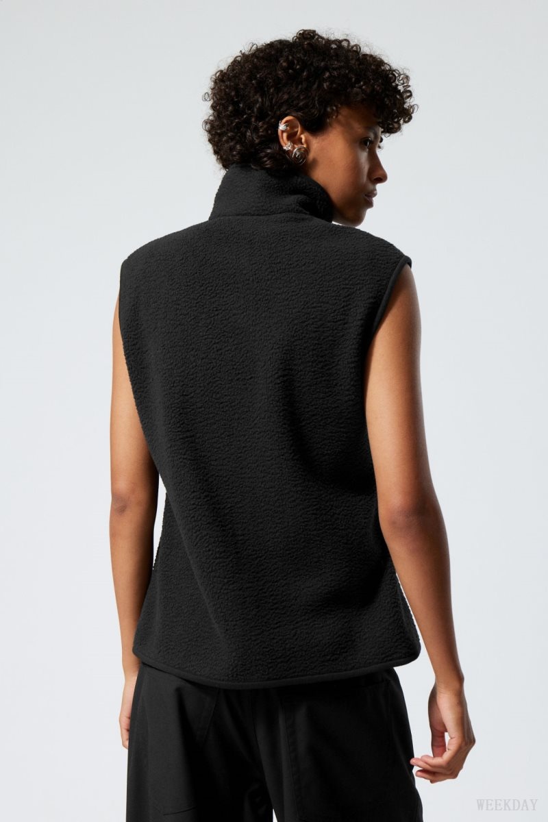 Weekday Any Fleece Vest Black | USVM3680