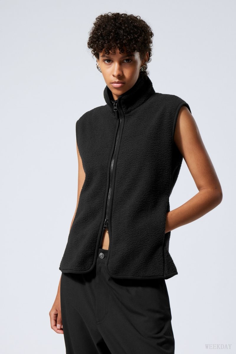 Weekday Any Fleece Vest Black | USVM3680