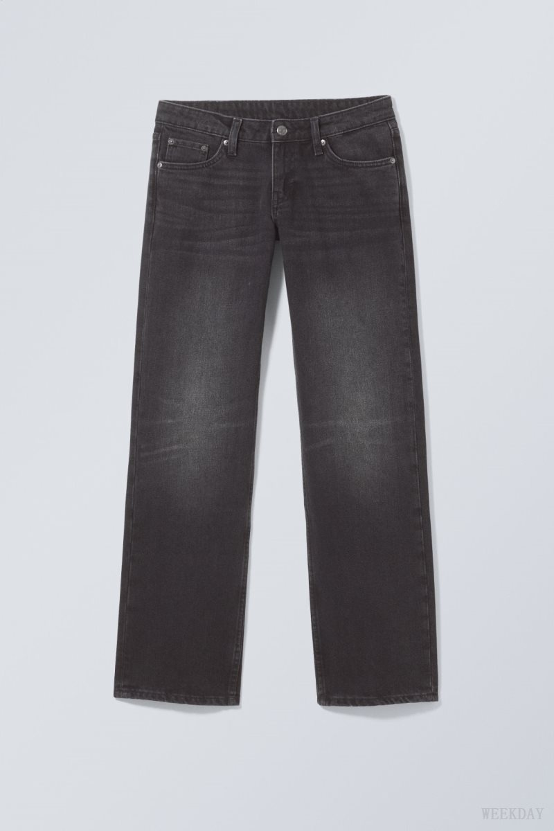 Weekday Arrow Low Straight Jeans Black | NYBZ9789