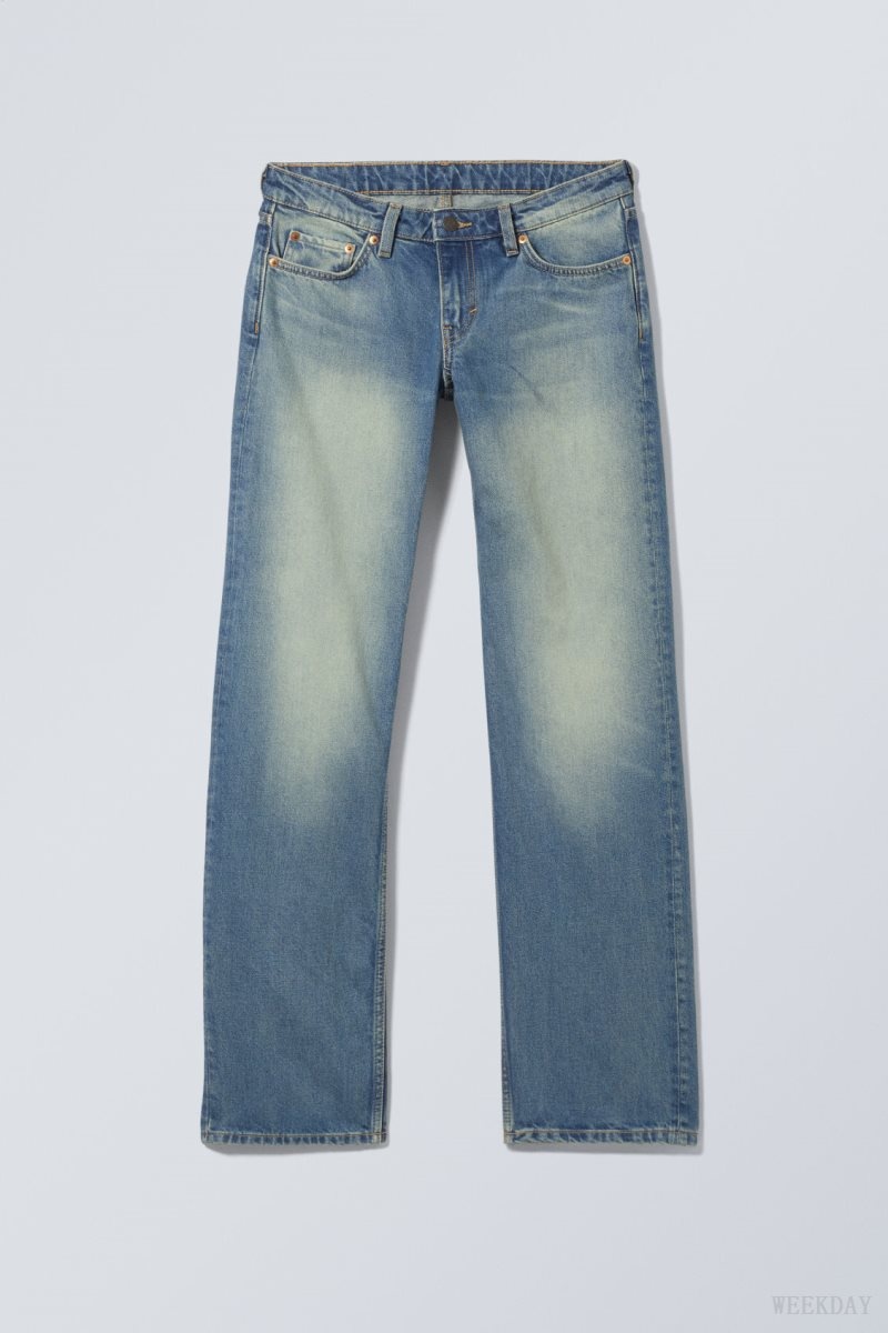 Weekday Arrow Low Straight Jeans Blue | IXBD4492