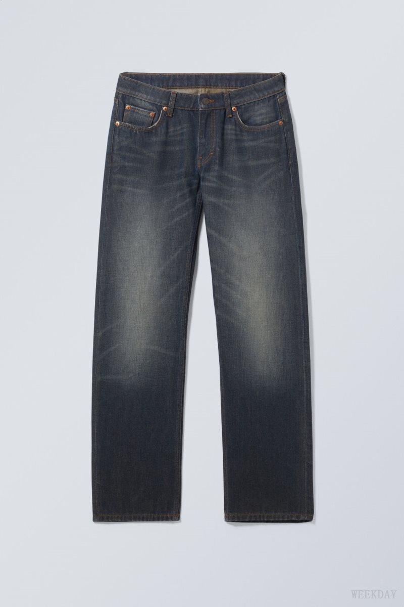 Weekday Arrow Low Straight Jeans Blue | MOMQ8508