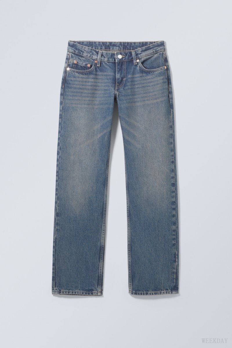 Weekday Arrow Low Straight Jeans Blue | MTXH0467