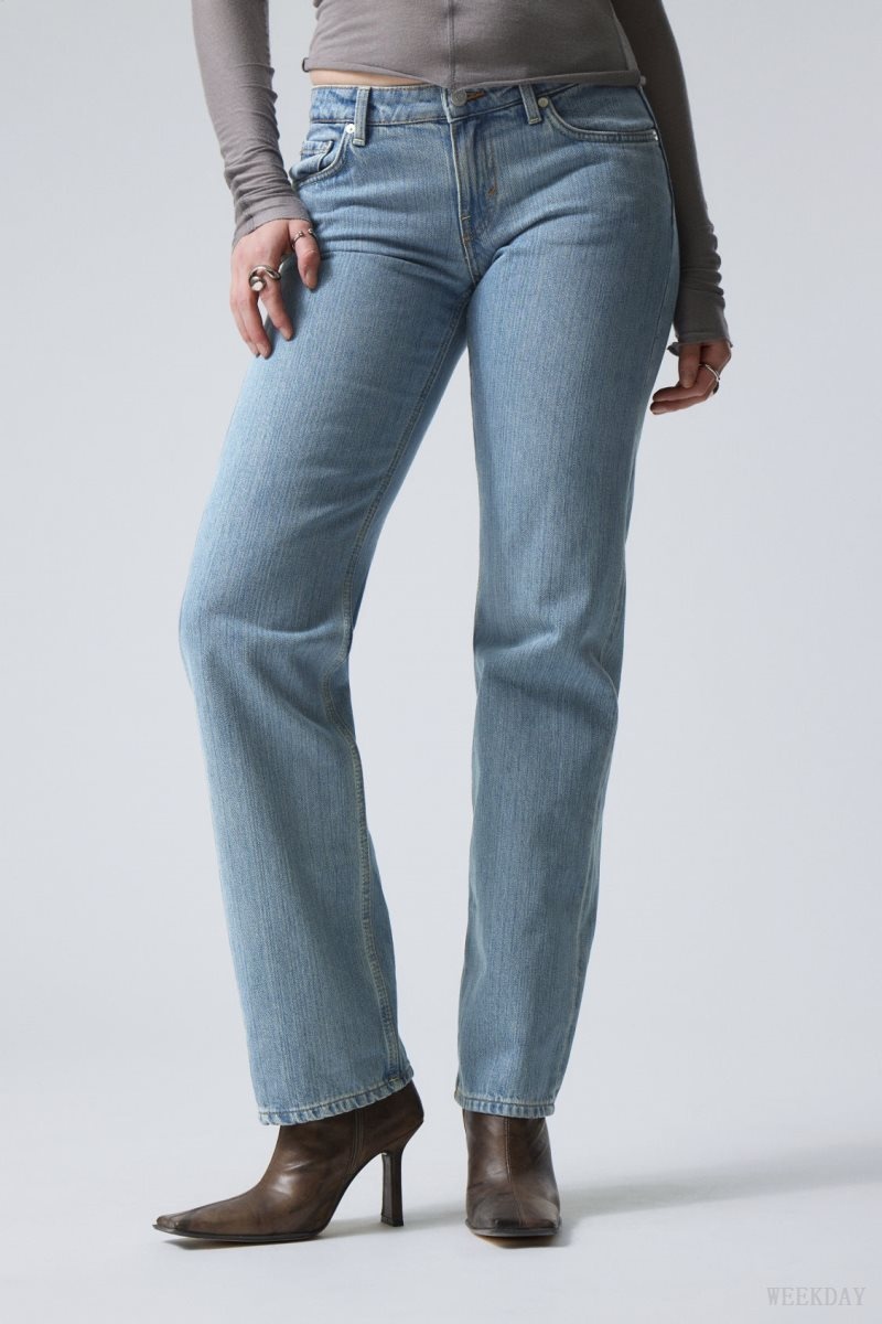 Weekday Arrow Low Straight Jeans Blue | VQPZ1121