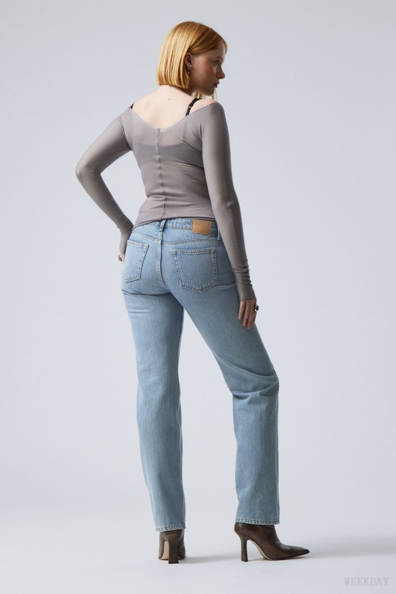 Weekday Arrow Low Straight Jeans Blue | VQPZ1121