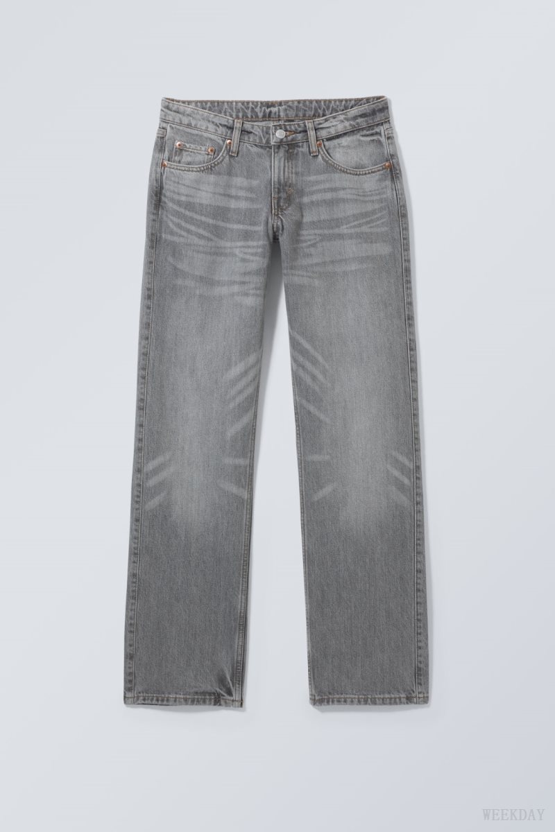 Weekday Arrow Low Straight Jeans Grey | KFNS5987