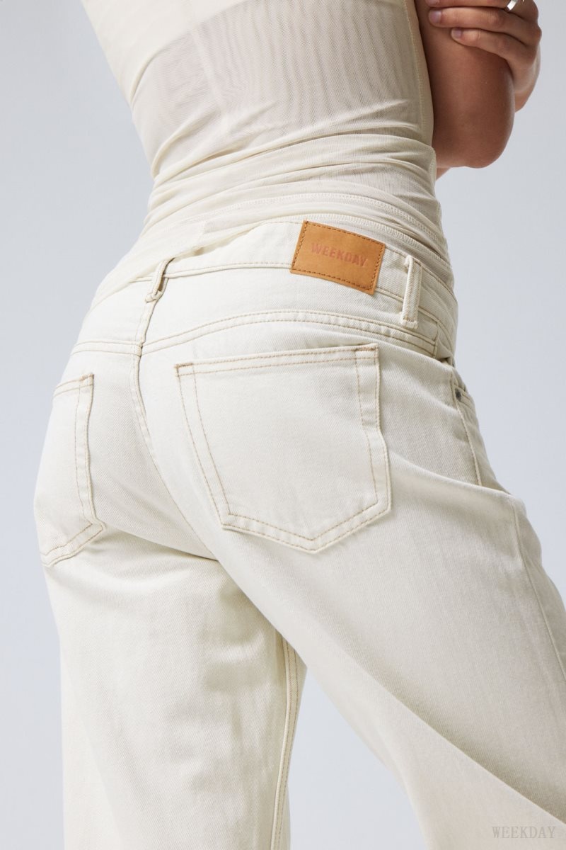 Weekday Arrow Low Straight Jeans White | HGIN3251