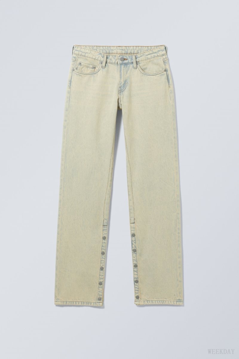 Weekday Arrow Low Straight Slit Jeans Sunbleached | CCPE9247