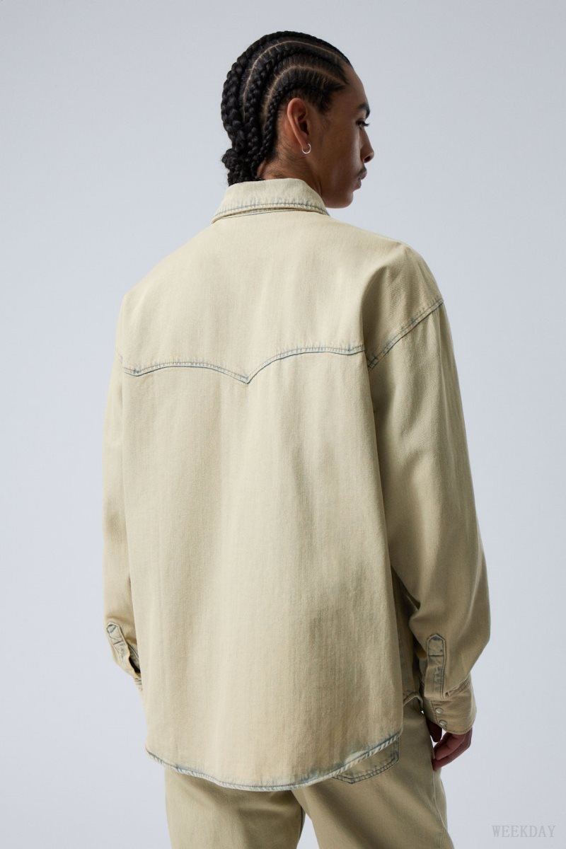 Weekday Ash Longsleeve Denim Shirt Sunbleached | KTJZ1977