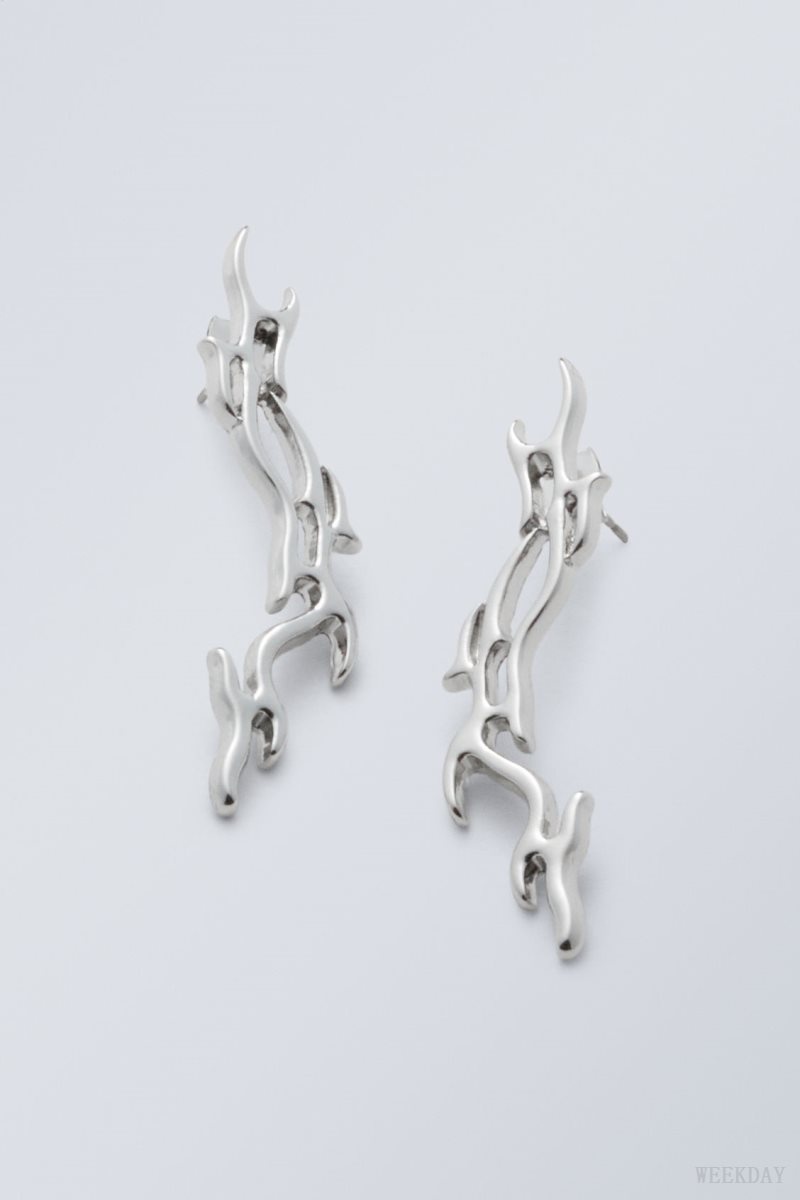 Weekday Asta Earrings Dark Silver | ZQXL9019