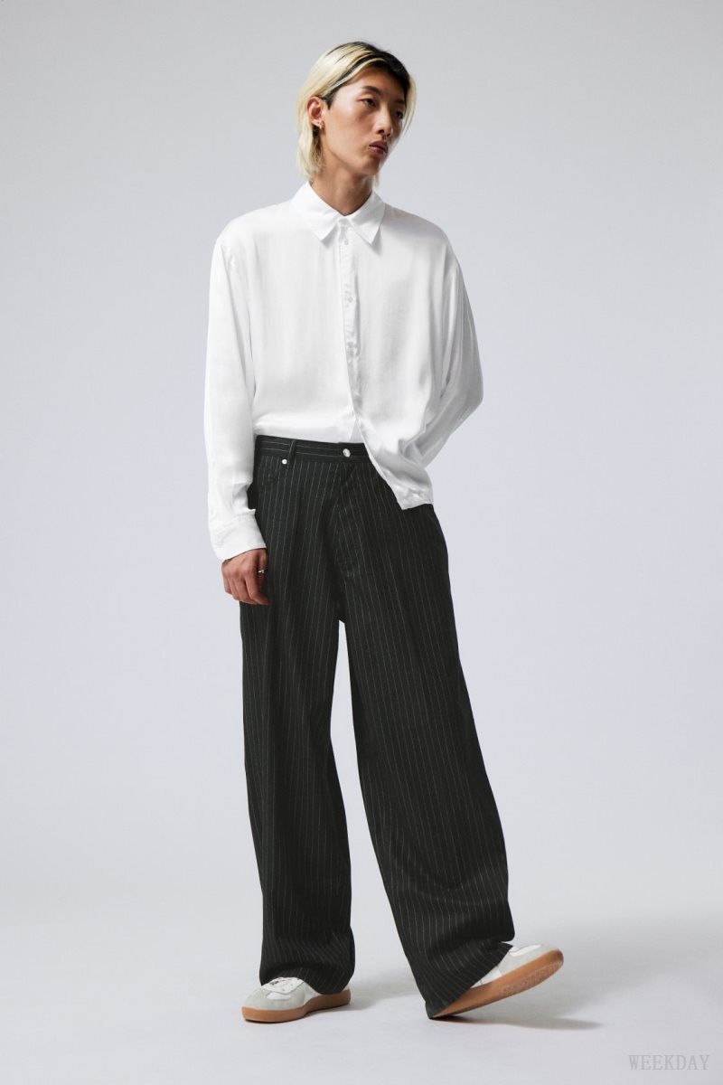 Weekday Astro Baggy Suit Trousers Black | DFTI1184