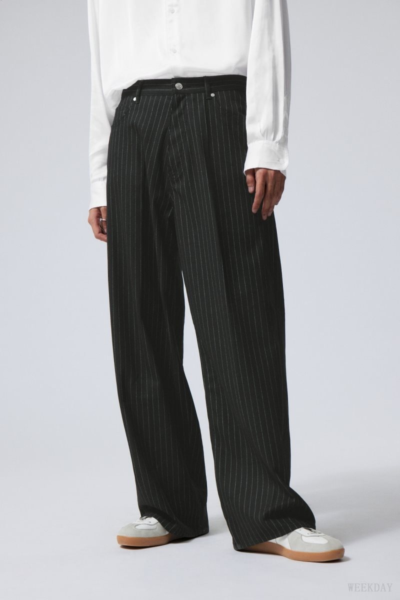 Weekday Astro Baggy Suit Trousers Black | DFTI1184