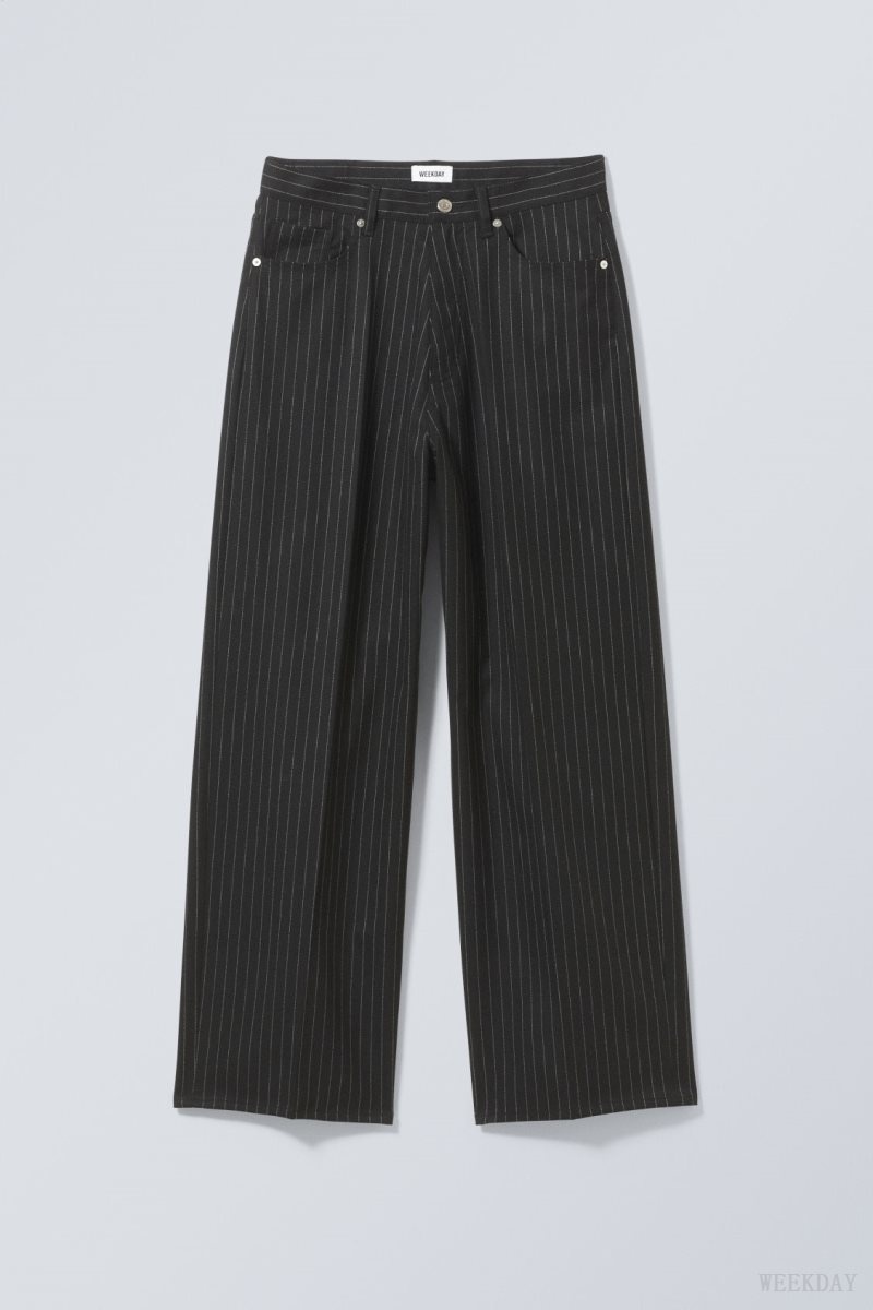 Weekday Astro Baggy Suit Trousers Black | DFTI1184