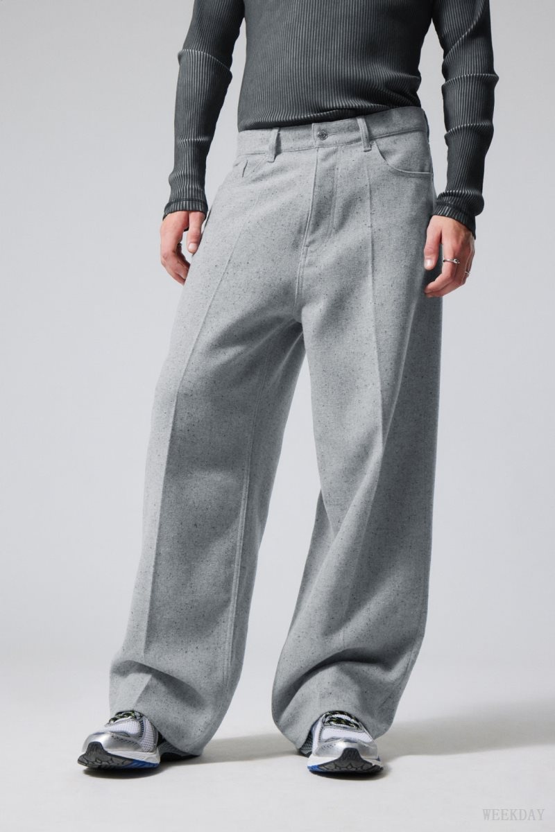 Weekday Astro Baggy Suit Trousers Light Grey | AYFZ1100