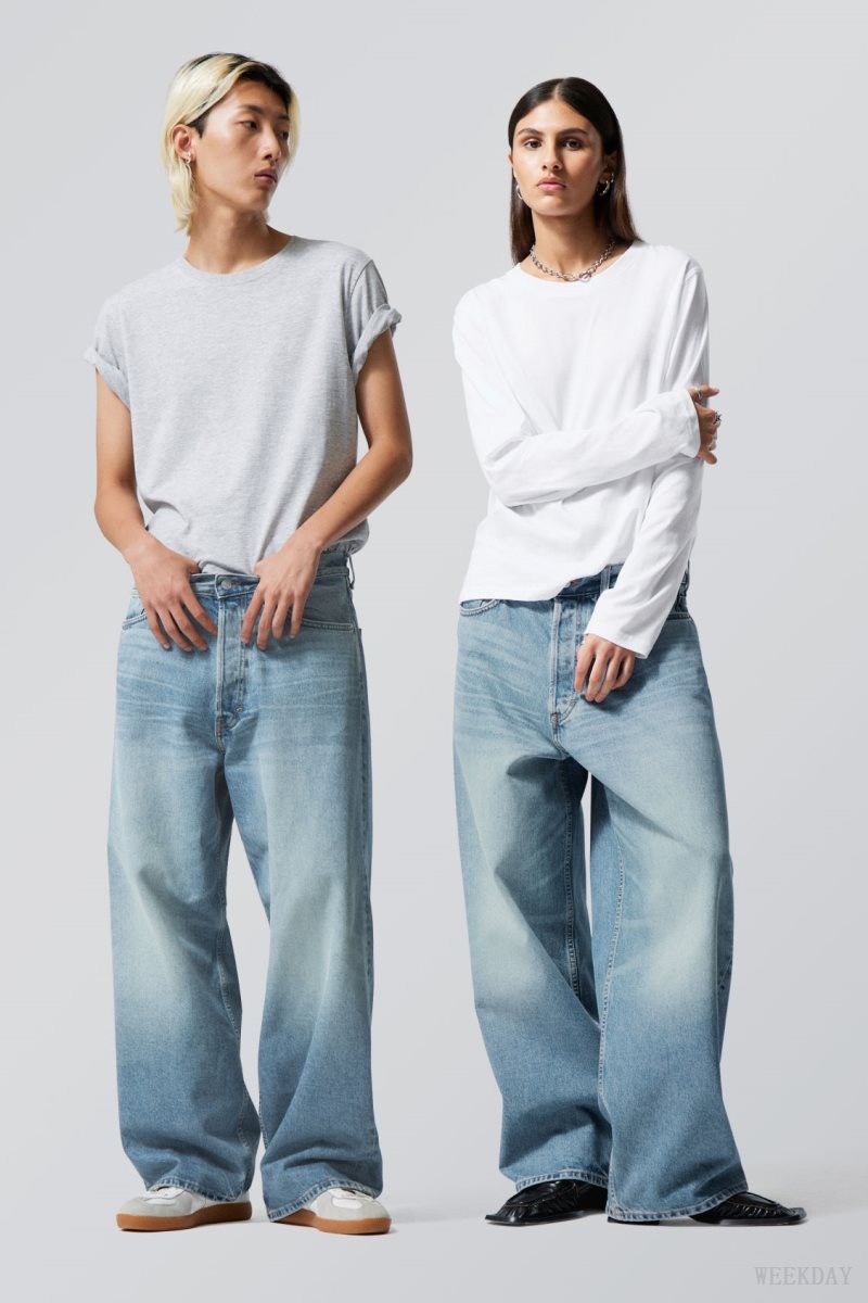 Weekday Astro Loose Baggy Jeans Blue | UMUE5470