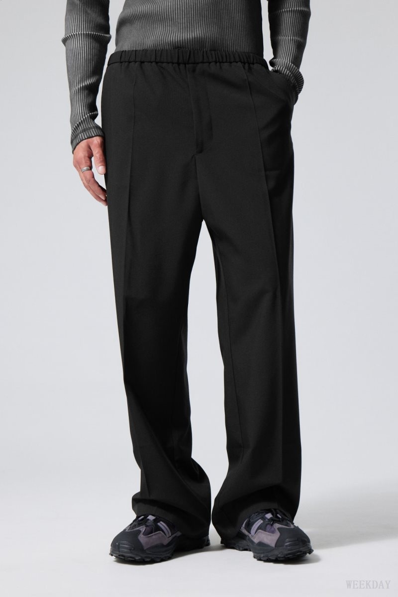 Weekday Axel Relaxed Suit Trousers Black | ZEAA4237