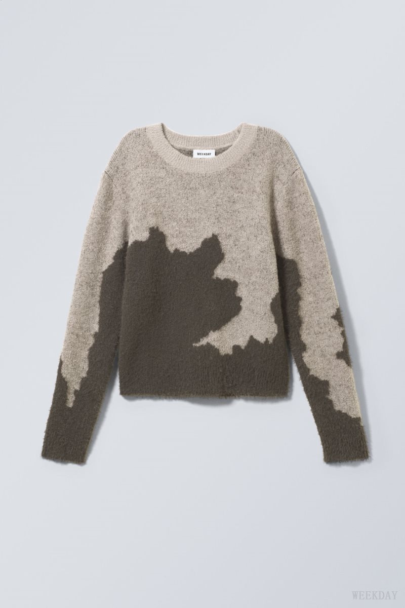 Weekday Ayla Jacquard Sweater Mole Abstract | YDME5552