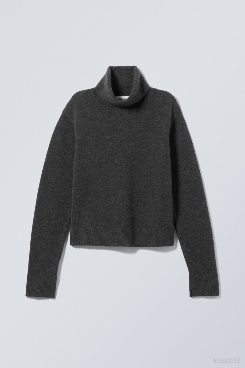 Weekday Ayla Knitted Turtleneck Dark Grey | YNPA0049