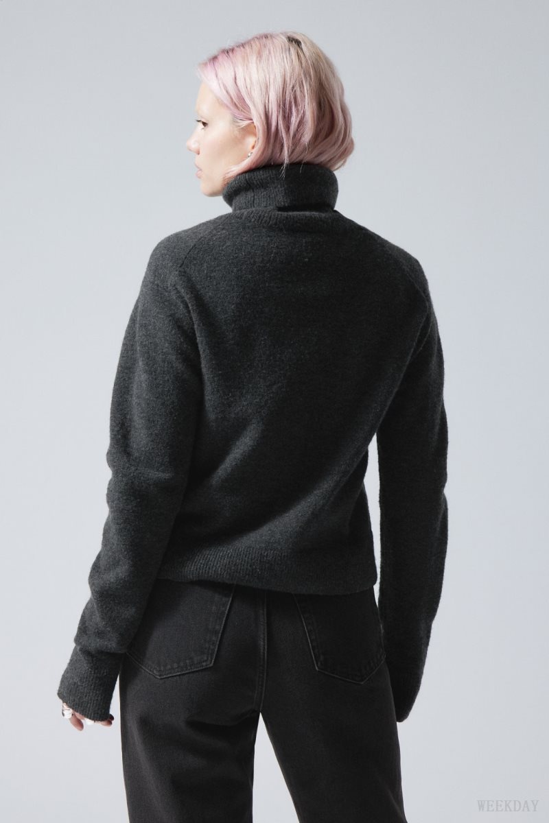 Weekday Ayla Knitted Turtleneck Dark Grey | YNPA0049