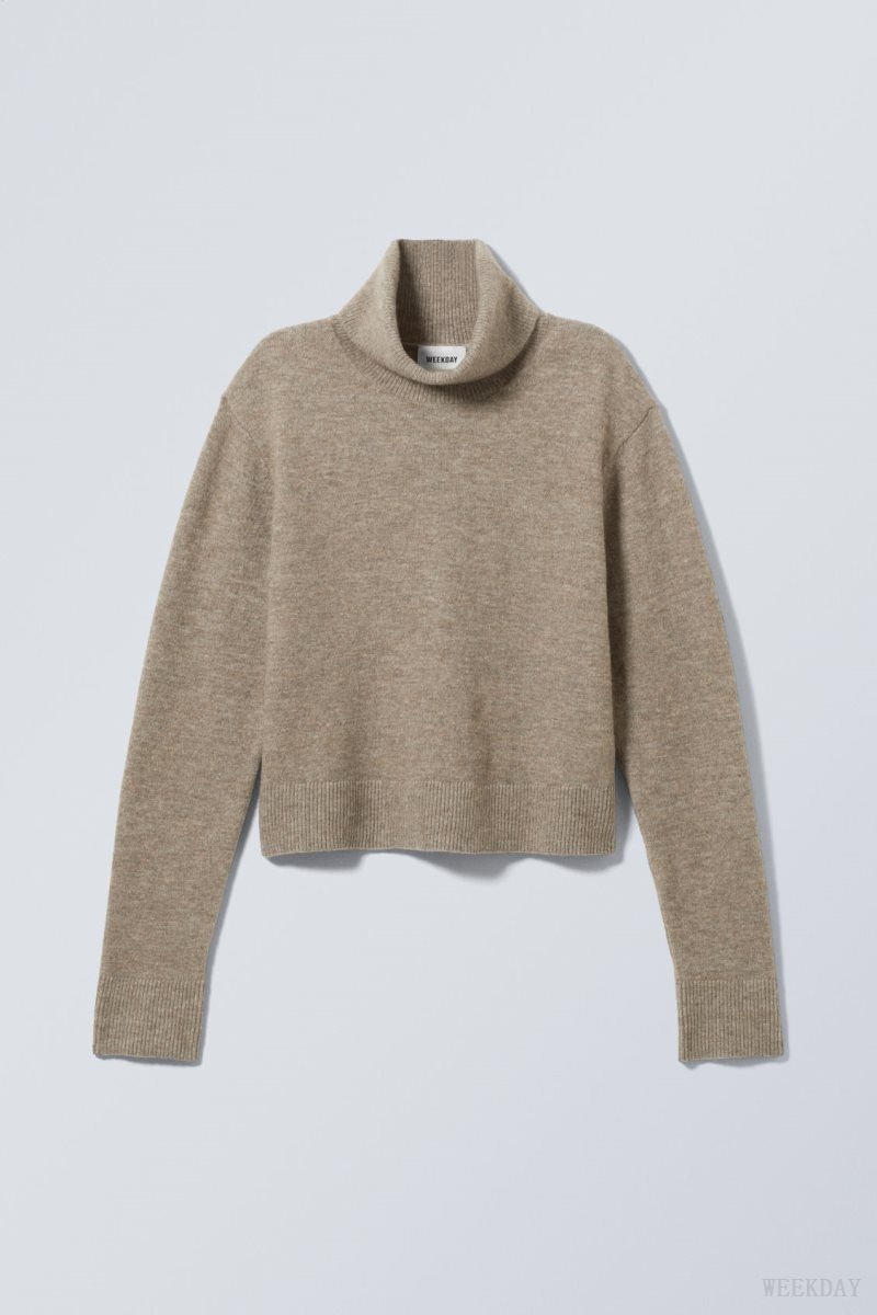 Weekday Ayla Knitted Turtleneck Dark Mole | XVYH5280